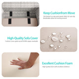 Muphyers 13-Piece Outdoor Patio Furniture Set with 55,000 BTU Fire Pit Table, PE Wicker Rattan Sectional Sofa Patio Conversation Set with Thickened Cushions & Coffee Table, Beige Muphyers