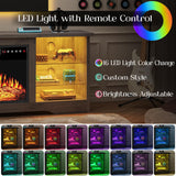 VITESSE 58 Inches Fireplace TV Stand for TVs up to 65 Inches Console with 18'' Electric Fireplace & Remote,Wooden Modern Entertainment Center for Living Room with LED Light Glass Shelves（Gray） VITESSE