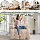 VIKAYAMICS Oversized Rocker Recliner Chair 42” Power Swivel Recliner for Living Room Overstuffed Extra Wide Rocking Recliners with Breathable Soft Fabric Up to 400lbs(Manual Beige) VIKAYAMICS