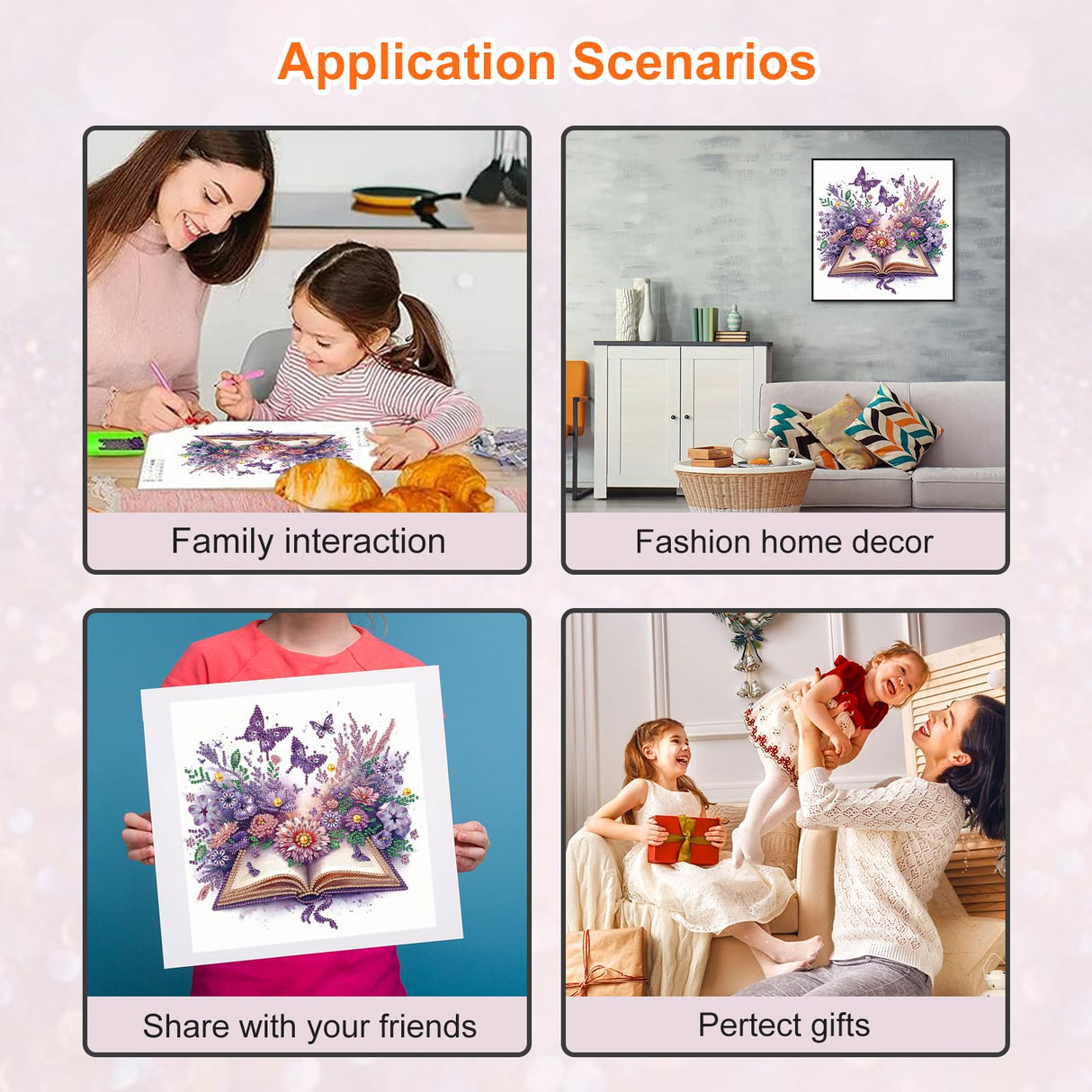 Acudotr Diamond Painting Kits for Adults Book, 5D Special Shape Diamond Art Kits for Beginners, Crystal Rhinestones Diamond Painting for Home Wall Decoration, Flower, 12×12 Inch Acudotr