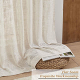 OWENIE Natural Linen Curtains 84 Inch Length 2 Panels Set for Living Room Bedroom, Thick Textured Burlap Linen Blend Light Filtering Boho Farmhouse Window Treatments with Back Tab Top, 52" W x 84" L OWENIE