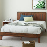 Vivek Deluxe Solid Wood Platform Bed Frame with Headboard in Antique Espresso Zinus