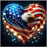 Eagles Loving Diamond Painting Kits for Adults Beginners,DIY Lndependence Day Diamond Art,5D Full Round Drill Diamond Dot Gem Art Kits, Home Wall Decor 12x12 Inch AREOPNMG