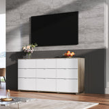 WLIVE 9 Drawer Dresser for Bedroom, 63" Wide Large Wood Chest of Drawers Organize with Sturdy Metal Handle, Modern Dresser for TV Stand, Living Room Office, Hallway, Ball Bearing Slide, Grey Oak WLIVE