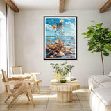 Bimkole 5D Diamond Art Kits for Adults Shell, Full Drill DIY Rhinestone Embroidery Set Paint with Diamonds Art Bottle on The Beach by Number Kits Cross Stitch Home Wall Craft Decoration 12x16 Inch Bimkole