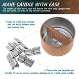 SWIGRANCE 6 Set Large Wood Candle Wick Grid Design Large Wooden Wick 2.7x2.4inch / 70x60mm (Width*Height), Natural Crackling Wood Wick Core with Iron Stands for Soy Candle Making Candles Supplies SWIGRANCE