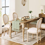 ZeeMart Farmhouse Braided Striped Table Runner, Rustic Sage Green Table Runners 72 Inches Long Boho Home Decor, Desert Sage 15x72 Inches ZeeMart