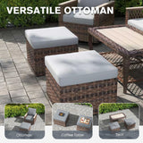 MELLCOM 8 Pieces Patio Furniture Set, Outdoor Wicker Chairs with Ottomans, 3-Seat Sofa & Dining Table, All-Weather Conversation Set with Water-Resistant Cushions & High Back for Garden, Backyard MELLCOM