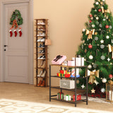 HOMEFORT 4-Tier Shoe Rack Organizer, Shoe Tower for Closet, Shoe Storage Shelf with MDF Top Board, Each Tier Fits 3 Pairs of Shoes, Entryway Shoes Organizer with Sturdy Metal Shelves, Rustic Brown HOMEFORT