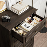 HOSTACK 6 Drawer Dresser, 52" Tall Chest of Drawers, Modern Farmhouse Storage Dressers Organizer for Living Room, Hallway, Entryway, Home Office, Dark Brown HOSTACK