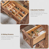 T4TREAM Makeup Vanity Desk with 48" HD Lighted Mirror, Farmhouse Vanity Desk with 8 Drawers, Vanity Table with 3 Color Modes, Dressing Table with Glass Top and Power for Bedroom(Reclaimed Barnwood) T4TREAM