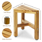 TEAKAURA Teak Shower Stool, Teak Shower Bench, 12'' Shower Foot Rest for Shaving Legs, Waterproof Teak Corner Shower Bench, Organizer Teak Stool, Corner Seat for Bathroom Livingroom TEAKAURA