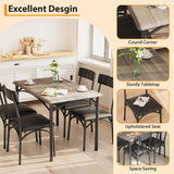 Litake Dining Room Table Set for 4, Kitchen Table Set with PU Upholstered Chairs, Square 5 Pieces Dining Table Set for Small Space, Apartment, Gray Litake