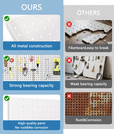 COLCUT Pegboard Organization System for Wall, 3 Pack Metal Pegboard (12x24 Inch) with 58 Hooks, Perfect for Home Office, Kitchen, Craft Room, Living Area and Indoor Porch,White COLCUT