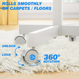 Rfiver Mobile TV Stand for 23-60 Inch LCD LED Flat/Curved Panel Screen TVs up to 88 lbs, Rolling TV Stand with Adjustable Shelf & Tilt, Portable Floor Stand on Wheels for Bedroom, Living Room, White Rfiver