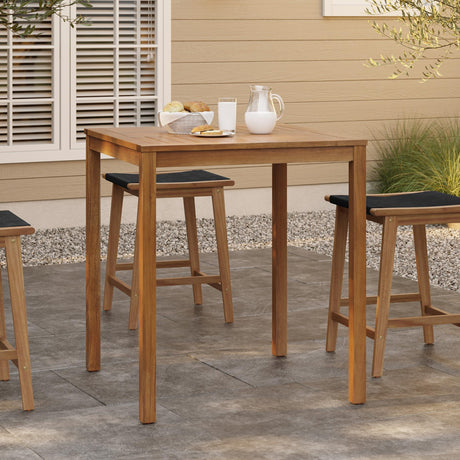 LuxenHome Outdoor Dining Table, 37'' Acacia Wood Counter Height Table 4-Person, Outdoor Square Bar Tables with Umbrella Hole, Patio Furniture for Garden, Poolside, Porch, Backyard LuxenHöme