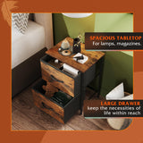 WLIVE Nightstand Set of 2, 2 Drawer Dresser for Bedroom, Small Dresser with 2 Drawers, Bedside Furniture, Night Stand, End Table for Bedroom, College Dorm, Rustic Brown Wood Grain Print WLIVE