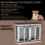 BTDWI Dog Crate Indoor Furniture, 47.2'' Dog Kennel with 2 Sliding Doors, Heavy Duty Wooden Dog Cage for Large Medium Small Dogs, White BTDWI