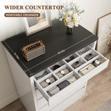 Jocoevol Larger White 5 Drawer Dresser for Bedroom with LED Light, Modern Chest of Drawers with Hidden Handles, Tall Wooden Dresser Closet for Living Room, Entryway, Hallway - White Jocoevol