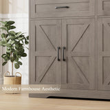 HOSTACK 71" Tall Bookcase with Drawers and Doors, 47" Wide Book Shelf and Bookcase with Storage, 6 Tier Large Book Storage Cabinet with Display Shelves for Living Room, Home Office, Ash Grey HOSTACK