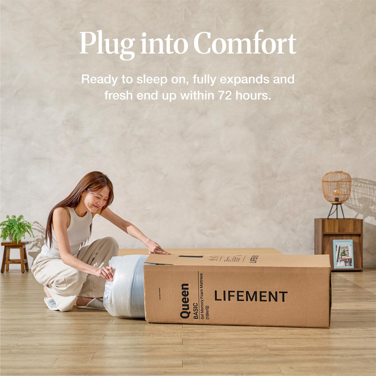 LIFEMENT Basic 8 Inch Queen, Graphite Infused Memory Foam Mattress, Medium Firm, Fiberglass Free, Pressure Relief, Safe & Certified Foams & Cover, 10-Year Warranty LIFEMENT