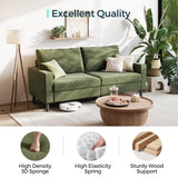 LINSY Modern Loveseat Sofa Couches for Living Room, Comfy Corduroy Sofa, Adjustable Seat Depth, Extra Deep Seats, Solid Wood Frame, Removable Cover, Love Seat Couch for Small Spaces (79inch, Green) LINSY