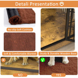 PRETZI Dog Crate Furniture with Cushion,38" Wooden Dog Crate nightstand with Double Doors, Brown Kennel Indoor with Wheels, Decorative Pet House for Small Medium PRETZI