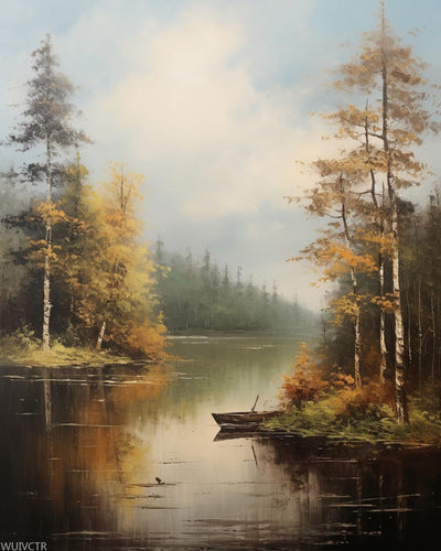 DIY Paint by Number Kits for Adult Beginner, Peaceful Fishing Lake, Paint by Numbers Kits for Adults, Canvas Painting Gift Kit for Modern Home Wall Decor, 40x50cm