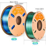 ERYONE Silk Dual Color PLA Filament 3D Printer 1.75mm +/- 0.03mm, Bicolor Filament Two Tone PLA 250G(0.55lbs) Cardboard Spool, Blue Green ERYONE