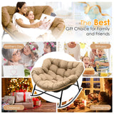 RADIATA Rocking Egg Chair with Thicken Cushion, Indoor Outdoor Oversized Rocker Lounge Chair, Water Resistant Cushion Cover, Metal Frame 450 lbs Weight Capacity, for Patio, Porch, Garden, Bedroom RADIATA