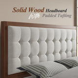 Jocisland Full Size Upholstered Wood Platform Bed Frame with Tufted Headboard in Walnut Jocisland