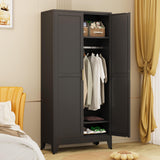 winiowa Metal Armoire Wardrobe Closet with 2 Doors, 71"' Wardrobe Cabinet with Adjustable Shelves and Hanging Rod, Clothing Storage Cabinet Closet for Bedroom-Black winiowa