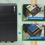 DEVAISE 3-Drawer Slim File Cabinet, Vertical Filing Cabinet, Fully Assembled Except Casters, Black DEVAISE