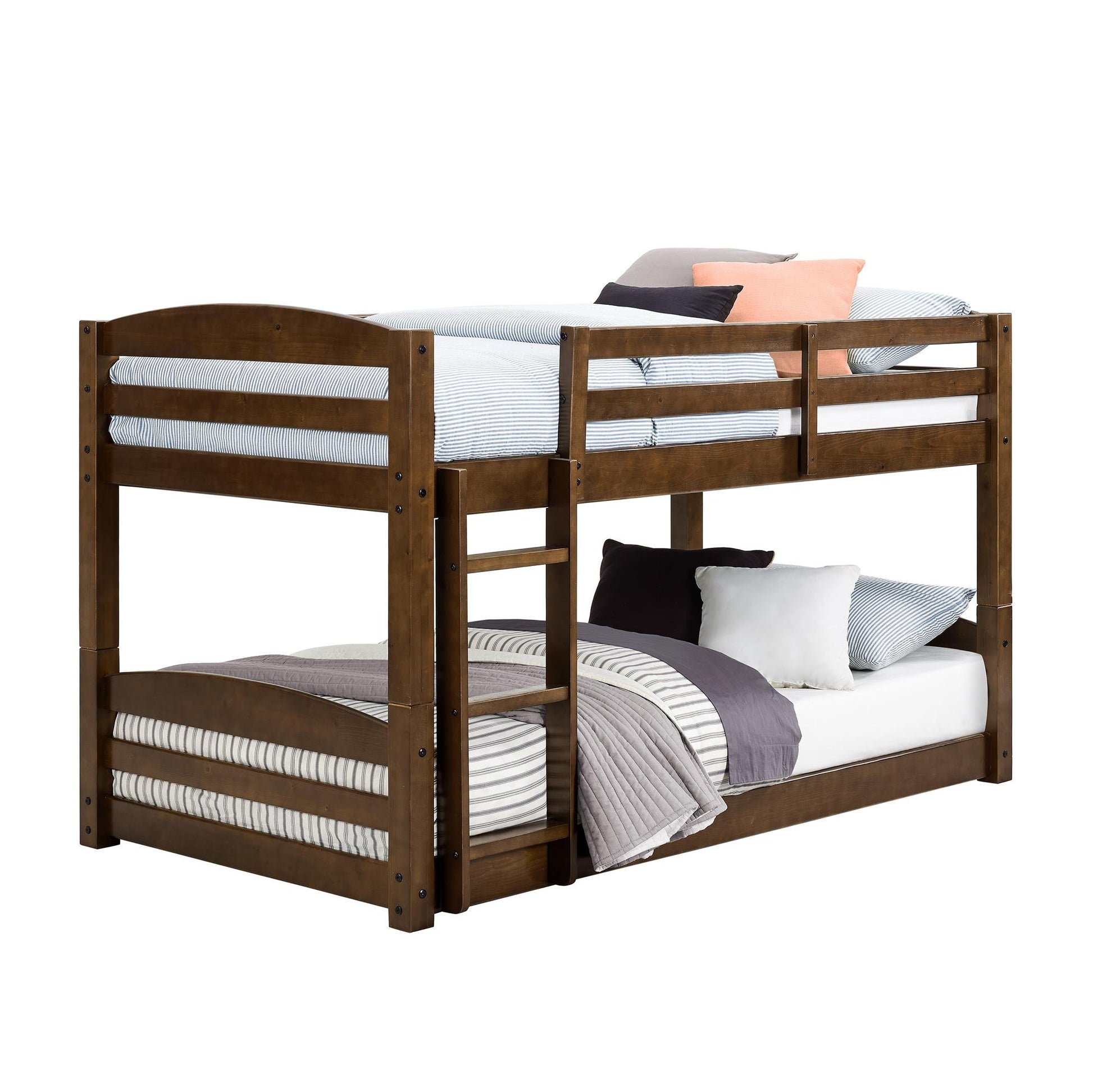 DHP Sierra Twin Bunk Bed - Mocha Finish, Solid Wood, Space-Saving Design - WoodArtSupply