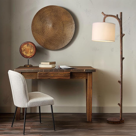 OYEARS Retro Farmhouse Floor Lamp for Living Room Rustic Standing Lamps Tree Trunk Deco Modern Country Vintage Wood Floor Lamp（Brown） OYEARS