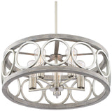 Franklin Iron Works Salima Brushed Nickel Gray Wood Pendant Chandelier Lighting 21 1/4" Wide Farmhouse Rustic Openwork LED 5-Light Fixture for Dining Room Living House Foyer Kitchen Island Entryway Franklin Iron Works