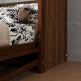 LUMISOL Queen Size Murphy Bed Wall Bed with Desk, Wood Murphy Bed Can be Folded into Cabinet, Space-Saving Hidden Wall Bed with Gas Struts, Walnut LUMISOL