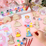 24Pcs Princess Party Favors Birthday Supplies Decorations-Cards with Art Crafts Castle Fairies DIY Wooden Painting Craft Kits Thank You for Coming Gifts Bulk Goodie Bags Stuffers Prizes for Kids Girls Yiaoyinnz