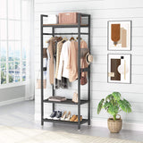 Tribesigns Small Heavy Duty Clothes Rack with Shelf and Hanging Rod, Freestanding Closet Organizer, Industrial Hall Tree Garments Rack for Small Space,Bedroom,27'' W X69'' H, Max Load 300LBS Tribesigns