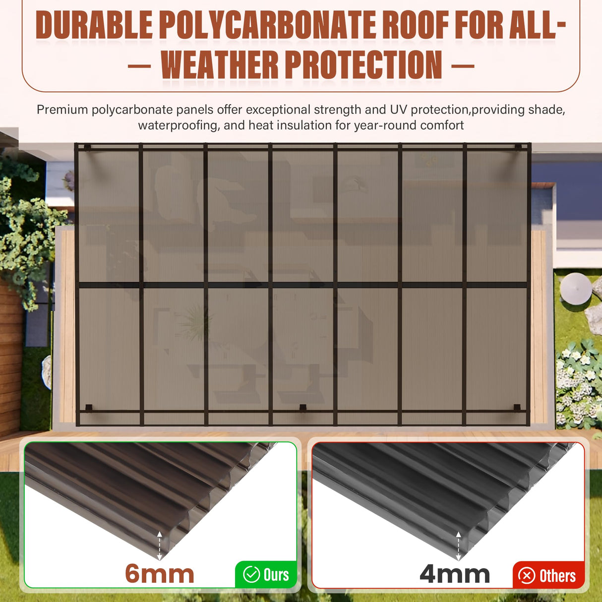 Oakcloud 10' x 14' Outdoor Wall Mounted Gazebo, Patio Lean to Gazebo Pergola with Sloped Roof, Large Heavy Duty Awning for Patio, Backyard, Deck Oakcloud