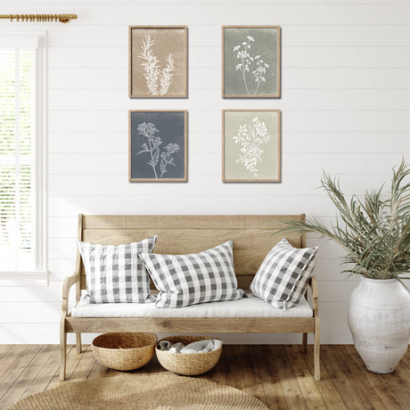 Framed Boho Wall Art Set of 4 for Wooded Minimalist Botanical Print Wall Art for Rustic Vintage Farmhouse Home Kitchen Wall Decor (Brown, 12x16) Liswit