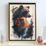 GMETINC 5D Diamond Painting Kits for Adults, Animal Bear Forest Scene Diamond Art Kits for Adults Beginner, DIY Full Drill Diamond Dots Paintings with Gem Art and Crafts Home Wall Decor 12x16inch GMETNIC