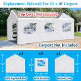 BenefitUSA Replacement Carport Sidewall for 10x20 Tent Garage, Replacement Kit Enclosed Panels (Side Wall Only) BenefitUSA
