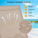 ONBRILL Aluminum Chaise Lounge Chair Outdoor, Foldable & Assembly Free Outdoor Lounge Chair with 5 Position Adjustable Backrest, Patio Pool Lounge Chairs for Outside Poolside Beach Lawn, 1PC, Khaki ONBRILL