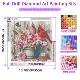 JXDXDJ Cardinal and Flowers Diamond Art Kits for Adults,Full Drill Butterfly 5D Diamond Painting Kits for Beginners,DIY Round Diamond Dots for Adults Crafts,Gem Painting Home Wall Decor 13.78x13.78 In JXDXDJ