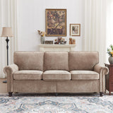 Sivoey 81.5" Nailhead Sofa, Rolled Arms Sofa with Wooden Legs, Pocket Springs Seat Cushion, Easy Assembly, Comfy 3-Seater Classic Couch for Living Room, Farmhouse, Apartment, Brown Sivoey