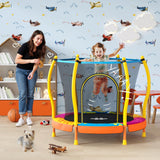 Happin® 55” Toddler Trampoline Indoor & Outdoor Playset Ages 1-6, 5FT Kids Trampoline, Ultra Safe Mini Trampoline for Kids with Safety Enclosure Net, Gifts for Birthday with Basketball Hoop Happin