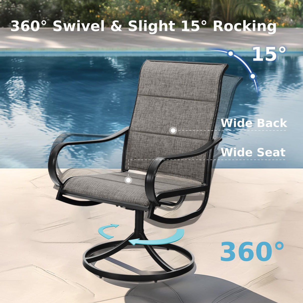 MFSTUDIO Patio Table and Chairs Set, Patio Dining Set for 8 with Umbrella Hole, 9 Piece Outdoor Patio Furniture Set for Deck/Backyard/Poolside/Garden MFSTUDIO