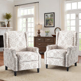Recliner Chair, Upholstered Wingback Floral Pushback Armchair with Adjustable Backrest & Footrest, Comfy Accent Chair Reading Single Sofa for Small Spaces, Living Room, Bedroom (Beige, Set of 1) DREAMSIDEA