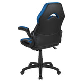 Flash Furniture X10 High-Back LeatherSoft Racing Style Gaming Chair with Flip-Up Arms, Ergonomic Padded Swivel Computer Chair, Blue/Black Flash Furniture